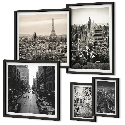 Panorami urbani delle capitali europee polittico con cornice