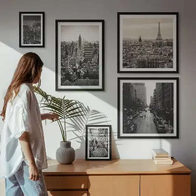 Panorami urbani delle capitali europee polittico con cornice