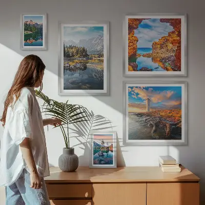 Set di quadri incorniciati con stampe di panorami naturali di acque montane