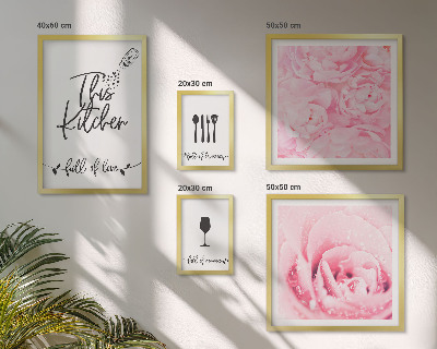 Set di 5 quadri ispirazioni per la cucina, rose e accessori