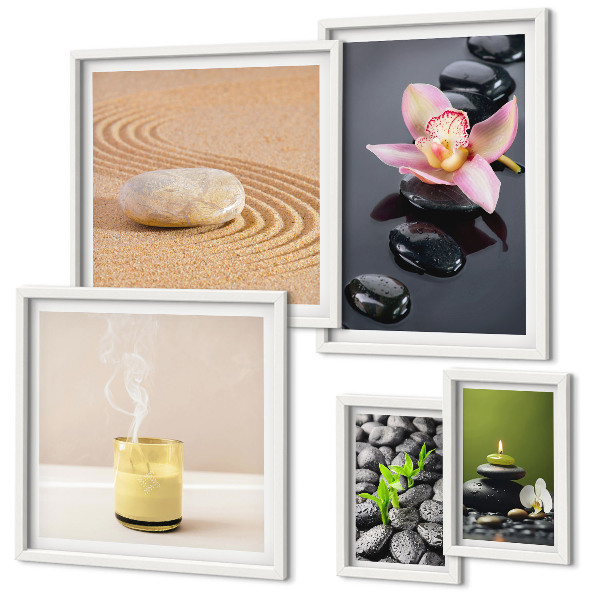 Set di quadri incorniciati Relax zen pietre orchidee
