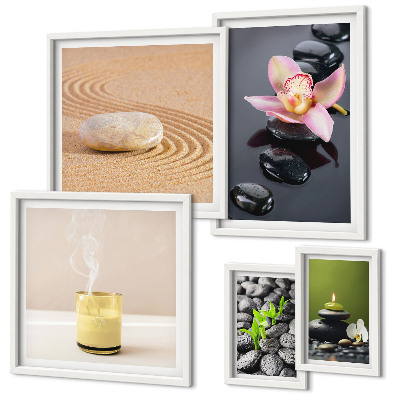 Set di quadri incorniciati Relax zen pietre orchidee