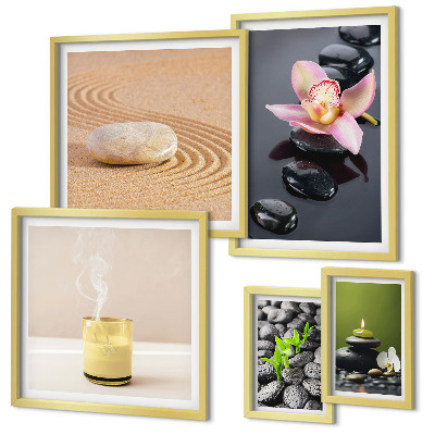 Set di quadri incorniciati Relax zen pietre orchidee
