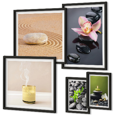 Set di quadri incorniciati Relax zen pietre orchidee