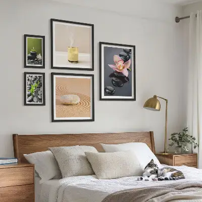 Set di quadri incorniciati con stampa zen di pietre e orchidee