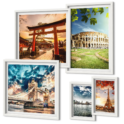 Set di 5 quadri Icone dell'architettura mondiale