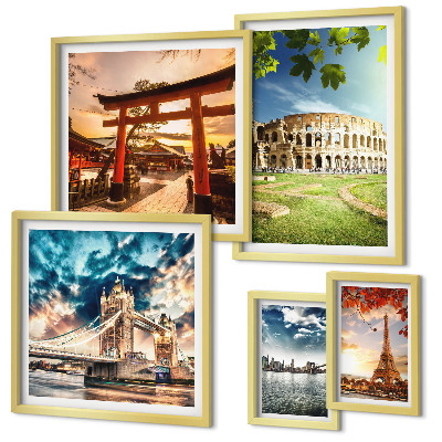 Set di 5 quadri Icone dell'architettura mondiale