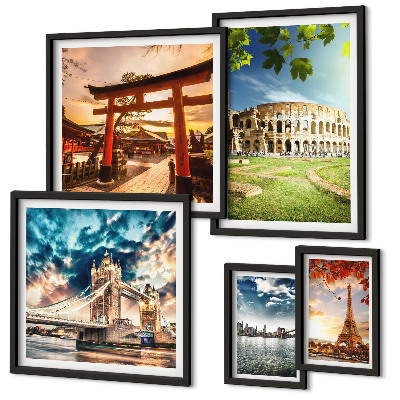 Set di 5 quadri Icone dell'architettura mondiale