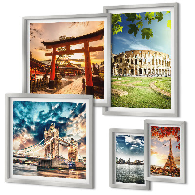 Set di 5 quadri Icone dell'architettura mondiale