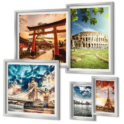 Icone dell'architettura mondiale set di 5 quadri