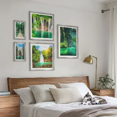 Set di quadri incorniciati motivo cascate tropicali e natura verde