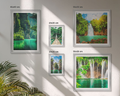 Set di quadri incorniciati Cascate tropicali, natura verde