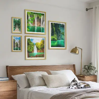 Set di quadri incorniciati motivo cascate tropicali e natura verde