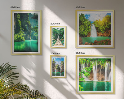Set di quadri incorniciati Cascate tropicali, natura verde