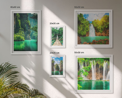 Set di quadri incorniciati Cascate tropicali, natura verde