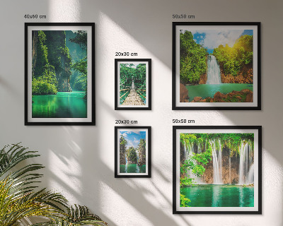 Set di quadri incorniciati Cascate tropicali, natura verde