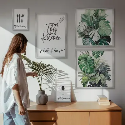 Polittico con cornice con slogan positivi per piante da cucina