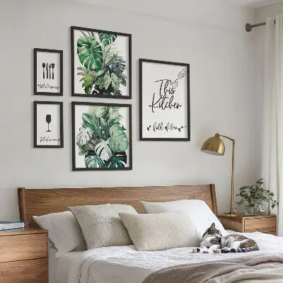 Polittico con cornice con slogan positivi per piante da cucina