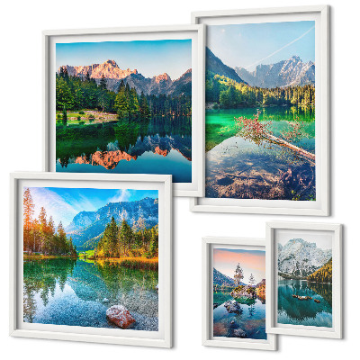 Set di 5 quadri Paesaggi montani, laghi, foreste
