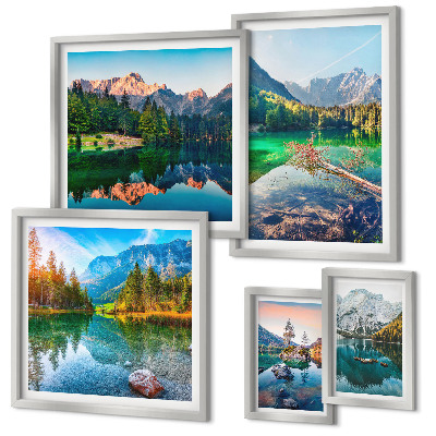 Set di 5 quadri Paesaggi montani, laghi, foreste