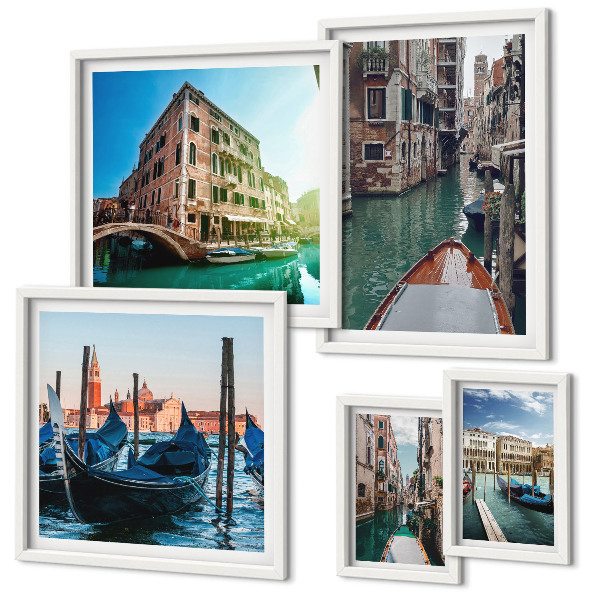 Set di quadri incorniciati Il fascino delle gondole sui canali di Venezia