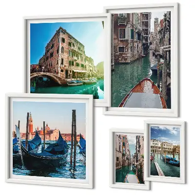 Set di quadri incorniciati con il fascino delle gondole sui canali di Venezia