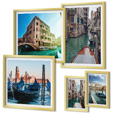 Set di quadri incorniciati Il fascino delle gondole sui canali di Venezia