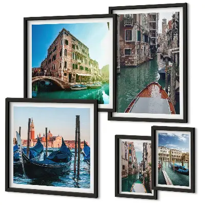 Set di quadri incorniciati con il fascino delle gondole sui canali di Venezia