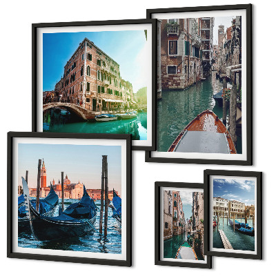 Set di quadri incorniciati Il fascino delle gondole sui canali di Venezia