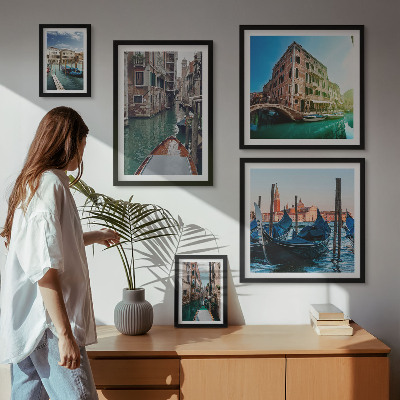Set di quadri incorniciati Il fascino delle gondole sui canali di Venezia