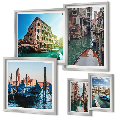 Set di quadri incorniciati Il fascino delle gondole sui canali di Venezia
