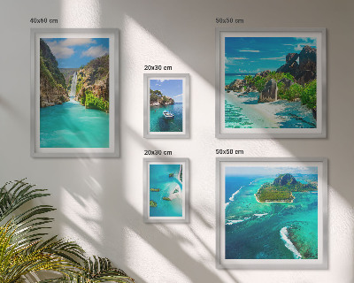 Polittico con cornice Cascate e spiagge tropicali