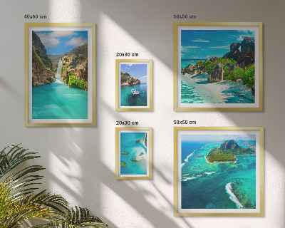 Polittico con cornice Cascate e spiagge tropicali