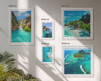 Polittico con cornice Cascate e spiagge tropicali