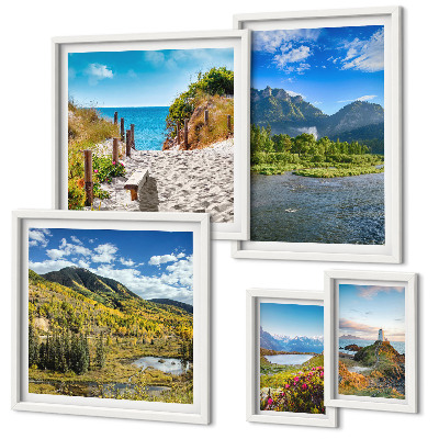Set di 5 quadri Paesaggi di montagne e spiagge
