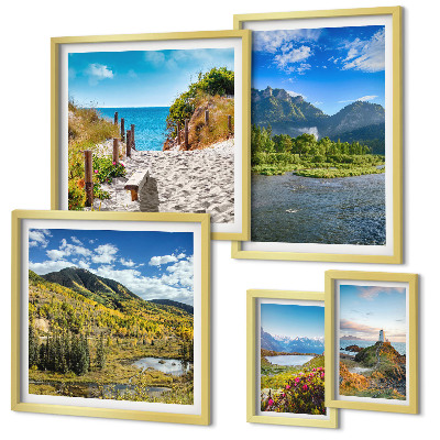 Set di 5 quadri Paesaggi di montagne e spiagge