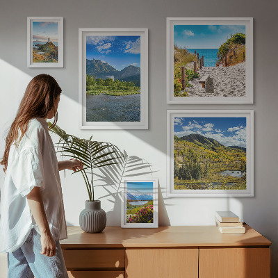 Set di 5 quadri Paesaggi di montagne e spiagge