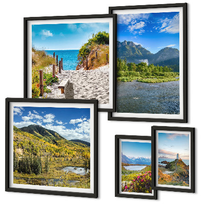 Set di 5 quadri Paesaggi di montagne e spiagge