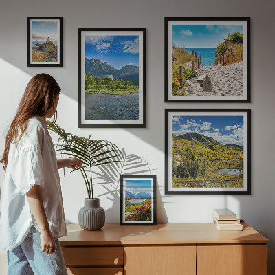 Set di 5 quadri Paesaggi di montagne e spiagge