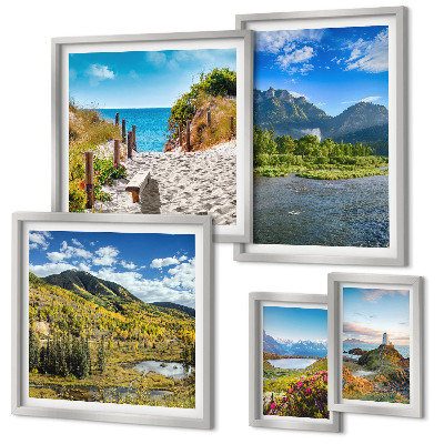 Set di 5 quadri Paesaggi di montagne e spiagge