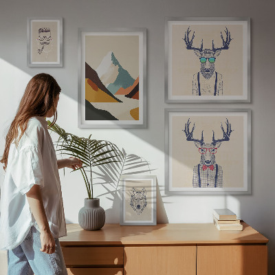 Polittico con cornice Ritratti di animali eleganti