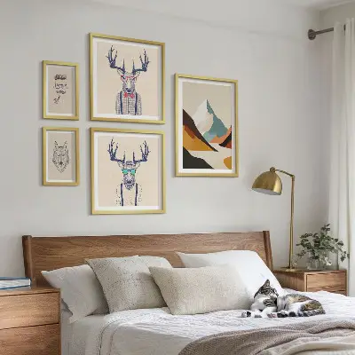 Ritratti di animali eleganti polittico con cornice