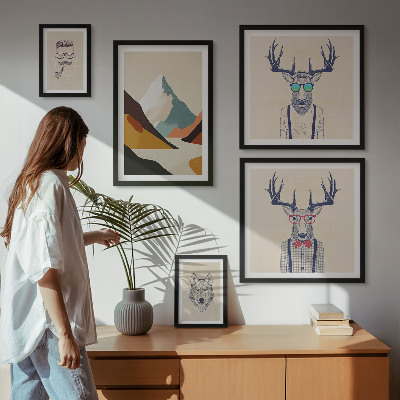 Polittico con cornice Ritratti di animali eleganti