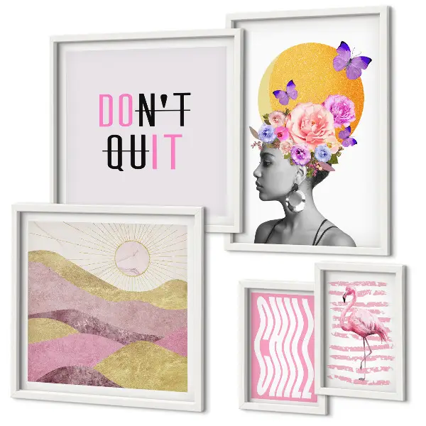 Set di quadri incorniciati con motivi floreali in stile boho