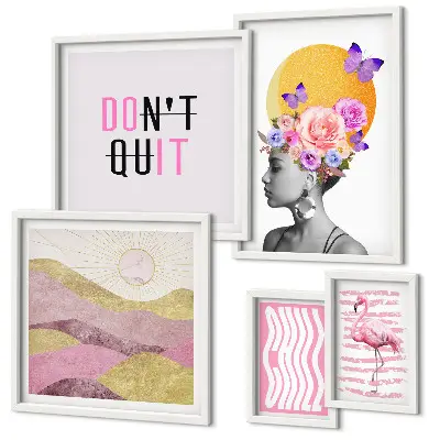 Set di quadri incorniciati con motivi floreali in stile boho