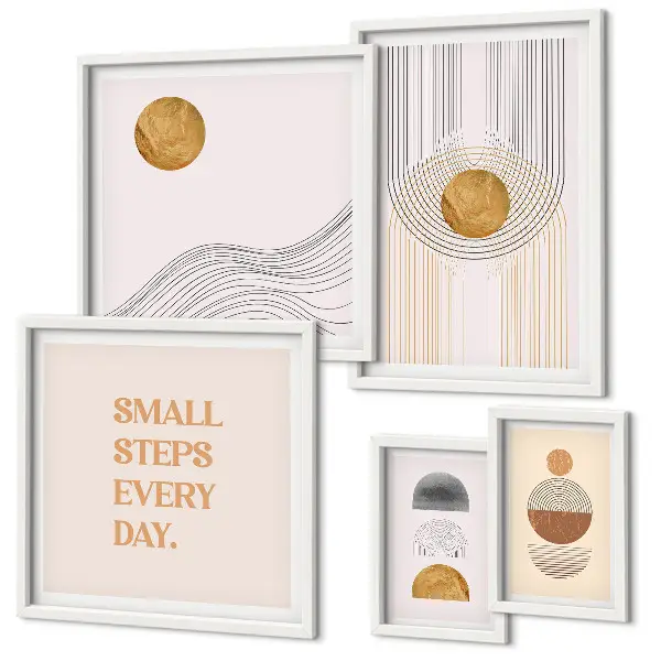 Polittico con cornice con testi geometrici astratti con stampa decorativa