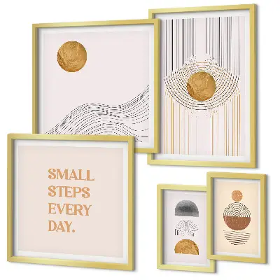 Polittico con cornice con testi geometrici astratti con stampa decorativa