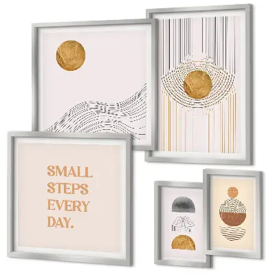 Polittico con cornice con testi geometrici astratti con stampa decorativa