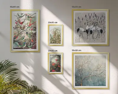 Set di 5 quadri con stampa di uccelli tropicali vintage