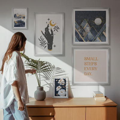 Set di 5 quadri Stile bohémien con natura e messaggi